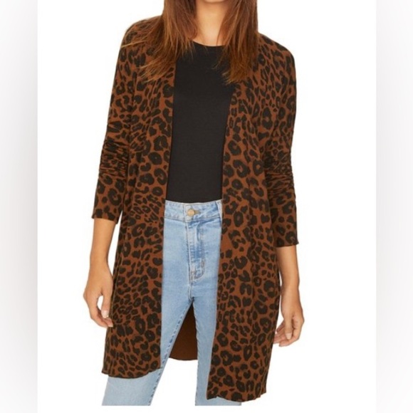 Sanctuary Sweaters - Sanctuary Women's Leopard Animal Print Open Front Cardigan Brown Black Size XL